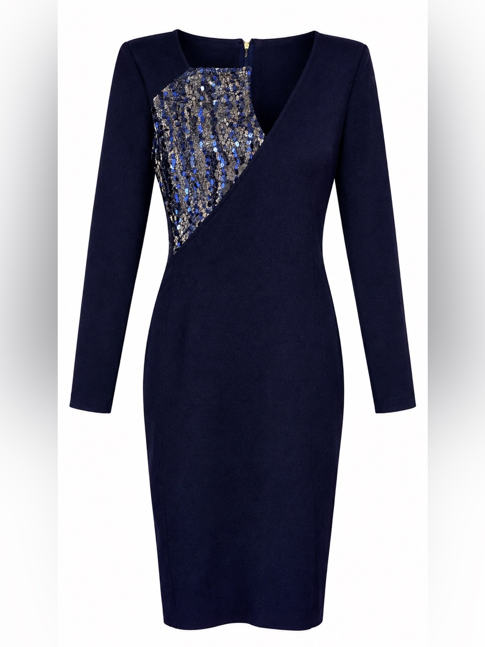 4/ $20 As is Miss circle Navy Blue Dress with Sequin Detail